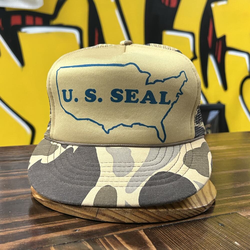 US Seal Vintage Camo Snapback Trucker Hat 80s